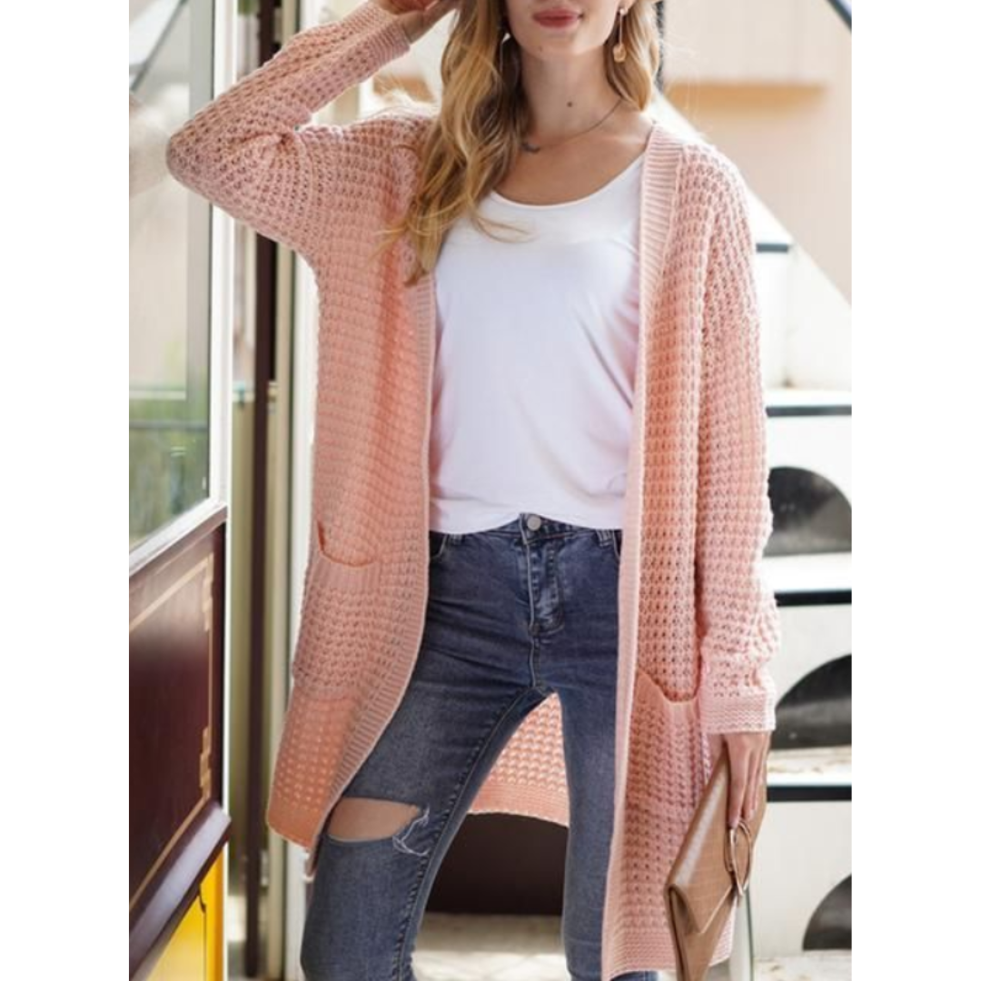 Damen Strickjacke | lange Ausführung mit offener Vorderseite
