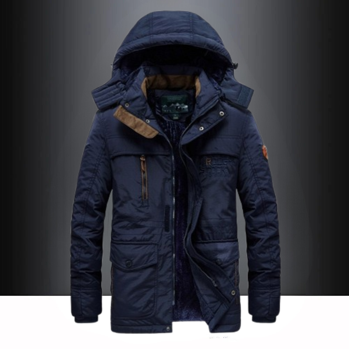 Herrenjacke | Frontverschluss mit Kapuze und Taschen