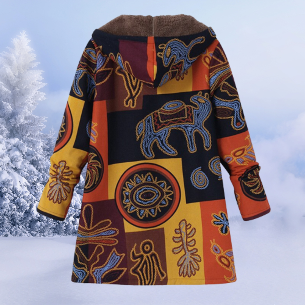 Damen Winterjacke | lange Ausführung mit Muster