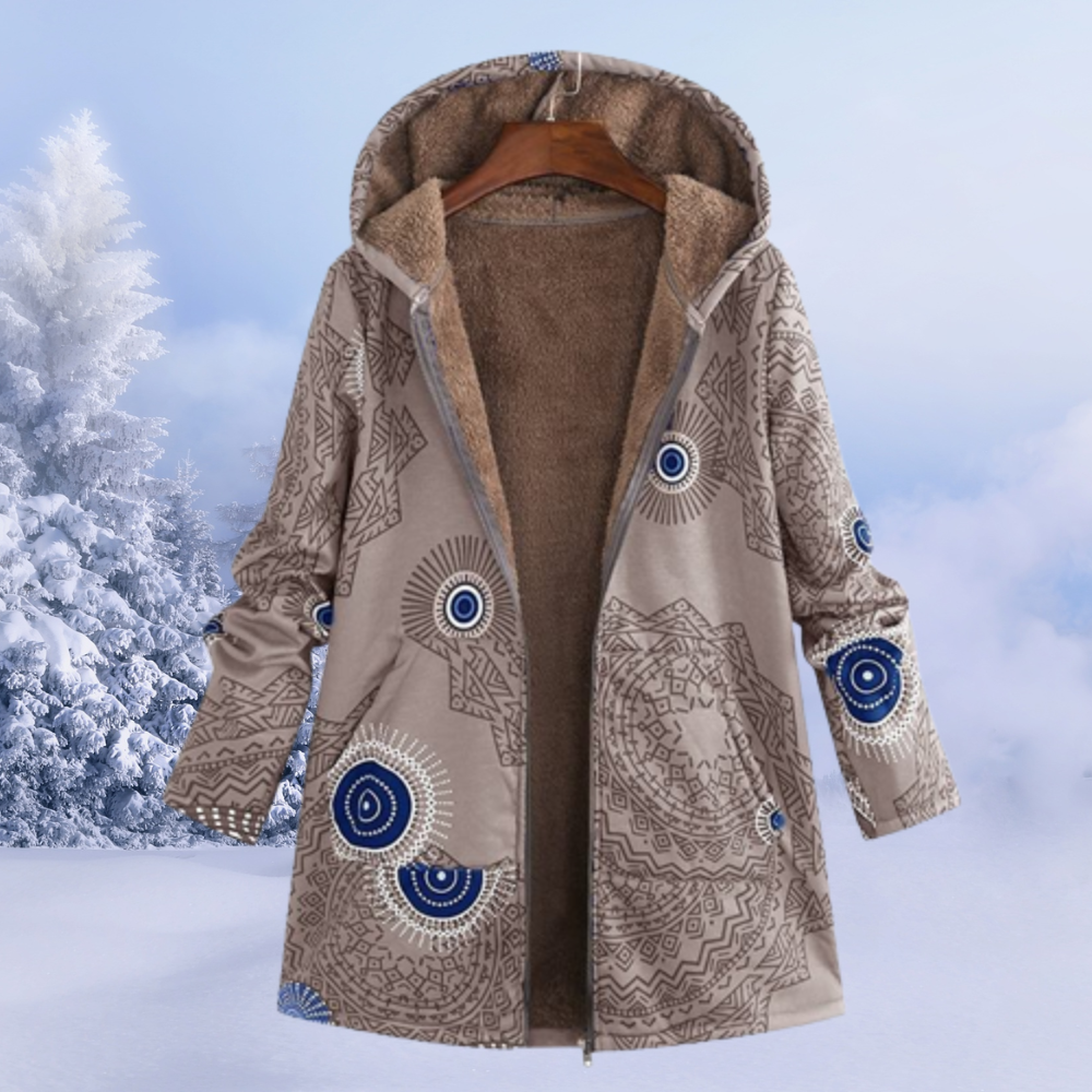 Damen Winterjacke | lange Ausführung mit Muster