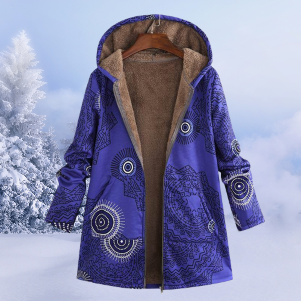 Damen Winterjacke | lange Ausführung mit Muster