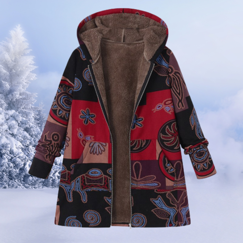 Damen Winterjacke | lange Ausführung mit Muster