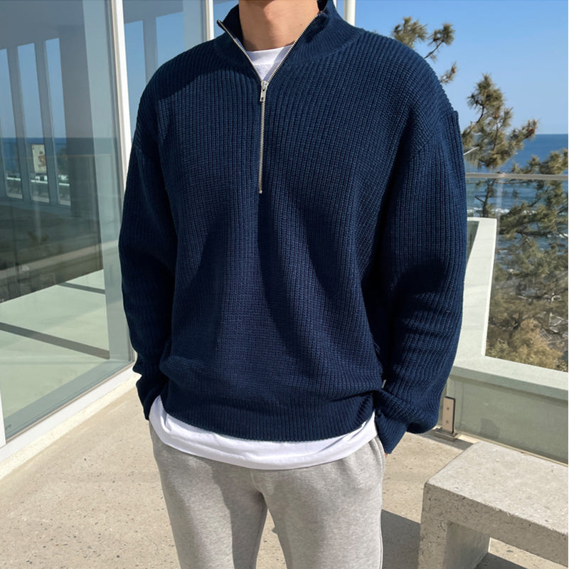 Herren Pullover | Hoher Kragen mit Frontreißverschluss