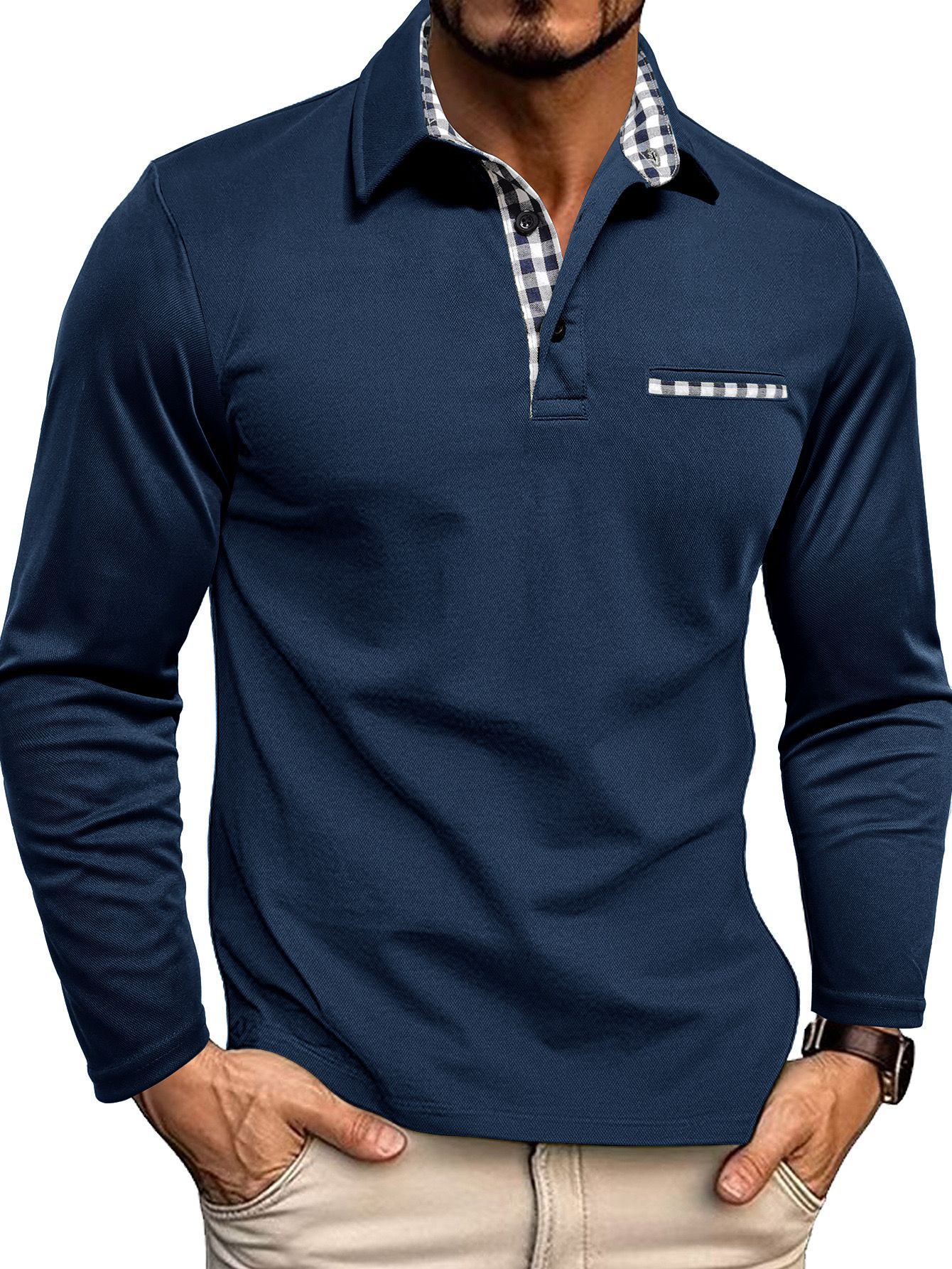 Herren Poloshirt | Langarm-Ausführung mit Kragen und Knopfleiste