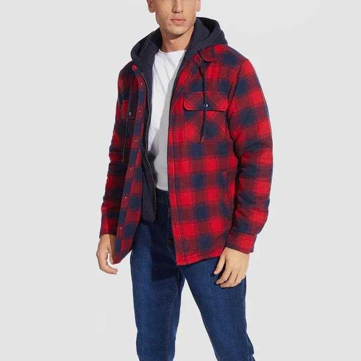 Herren Jacke | Kapuze mit Knopfleiste und Brusttasche