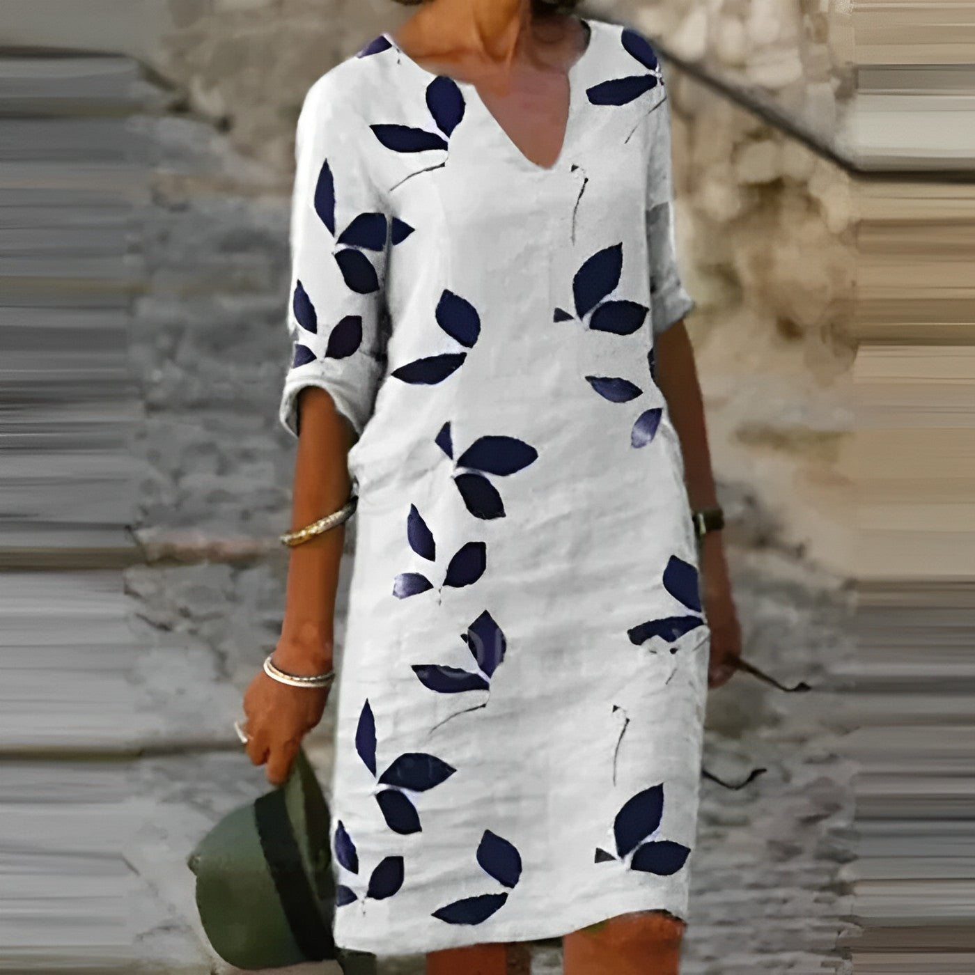 Kleid Damen | V-Ausschnitt mit kurzen Ärmeln