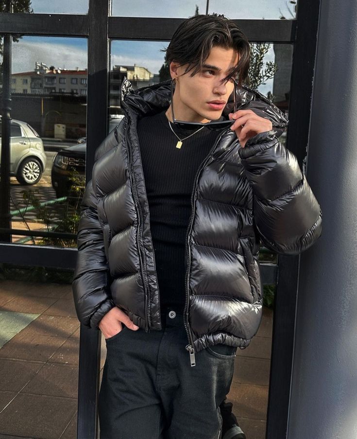 Herren Jacke | Gepolsterte Struktur mit Kapuze und Reißverschluss