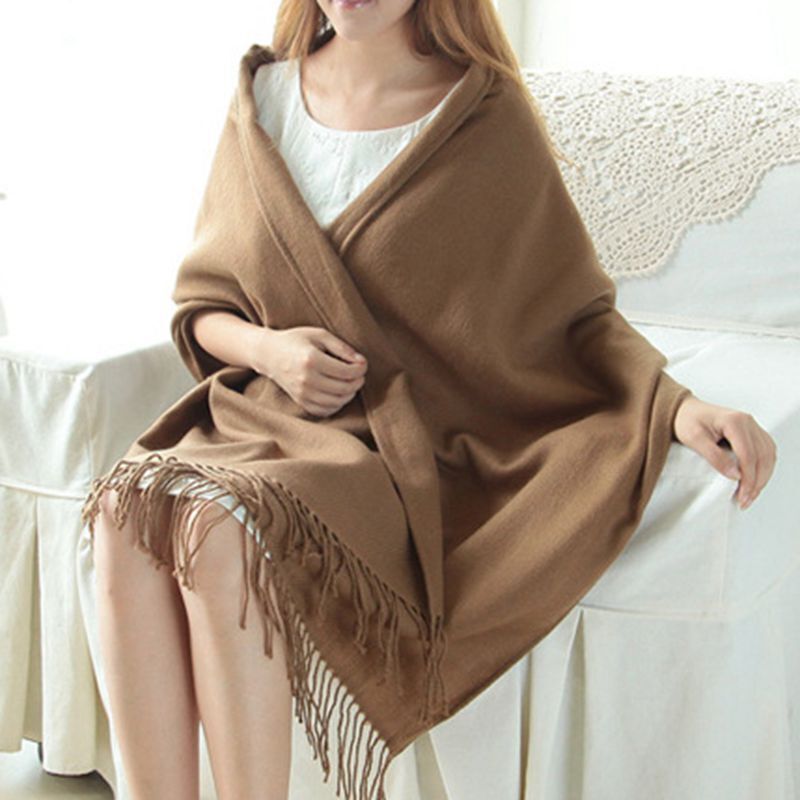 Damen Schal | Oversized Umschlagform mit Fransenabschluss