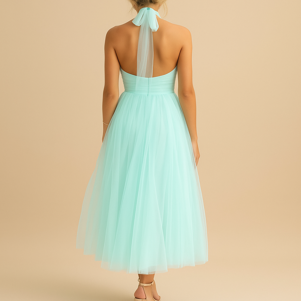Kleid Damen | Neckholderkleid mit Faltenrock