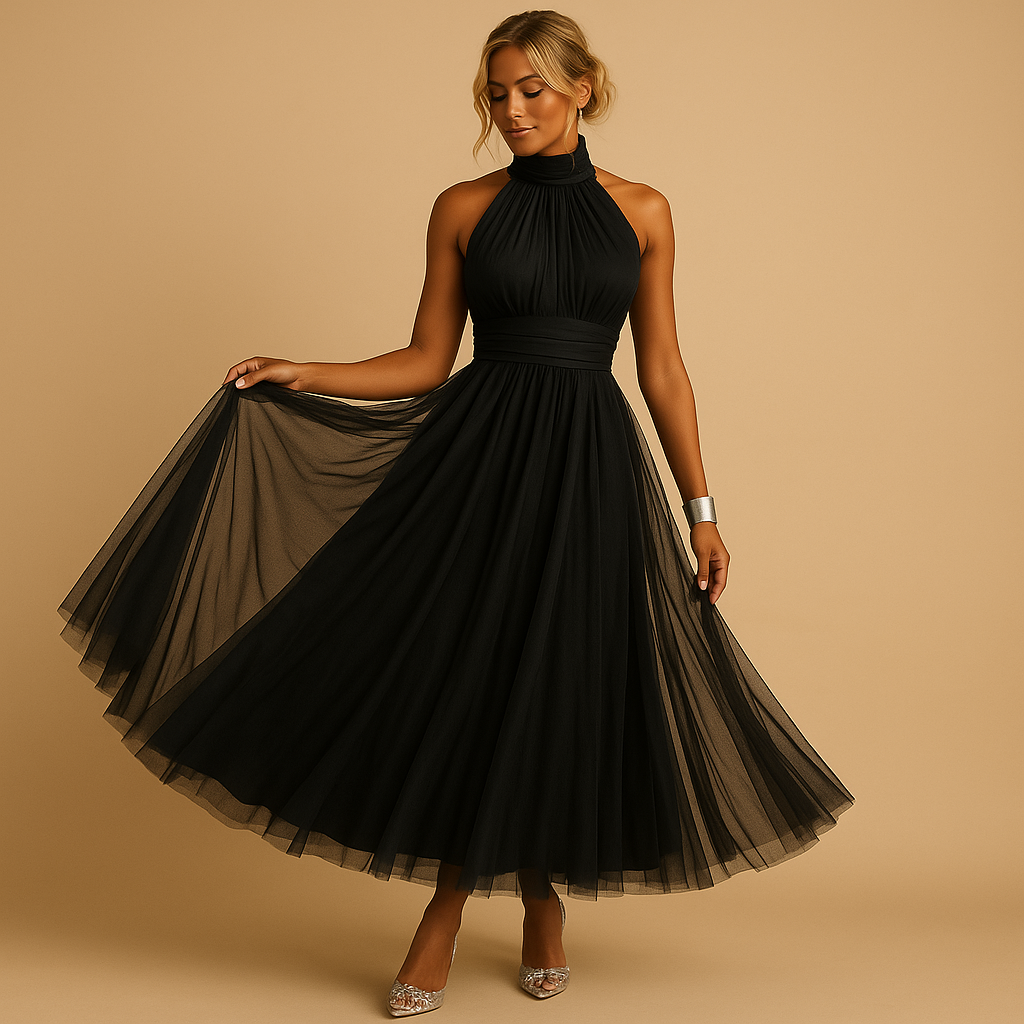 Kleid Damen | Neckholderkleid mit Faltenrock