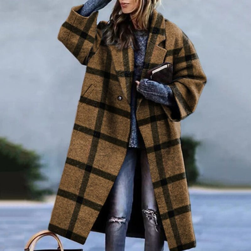 Damen langer Mantel | Trenchcoat mit klassischem Schnitt