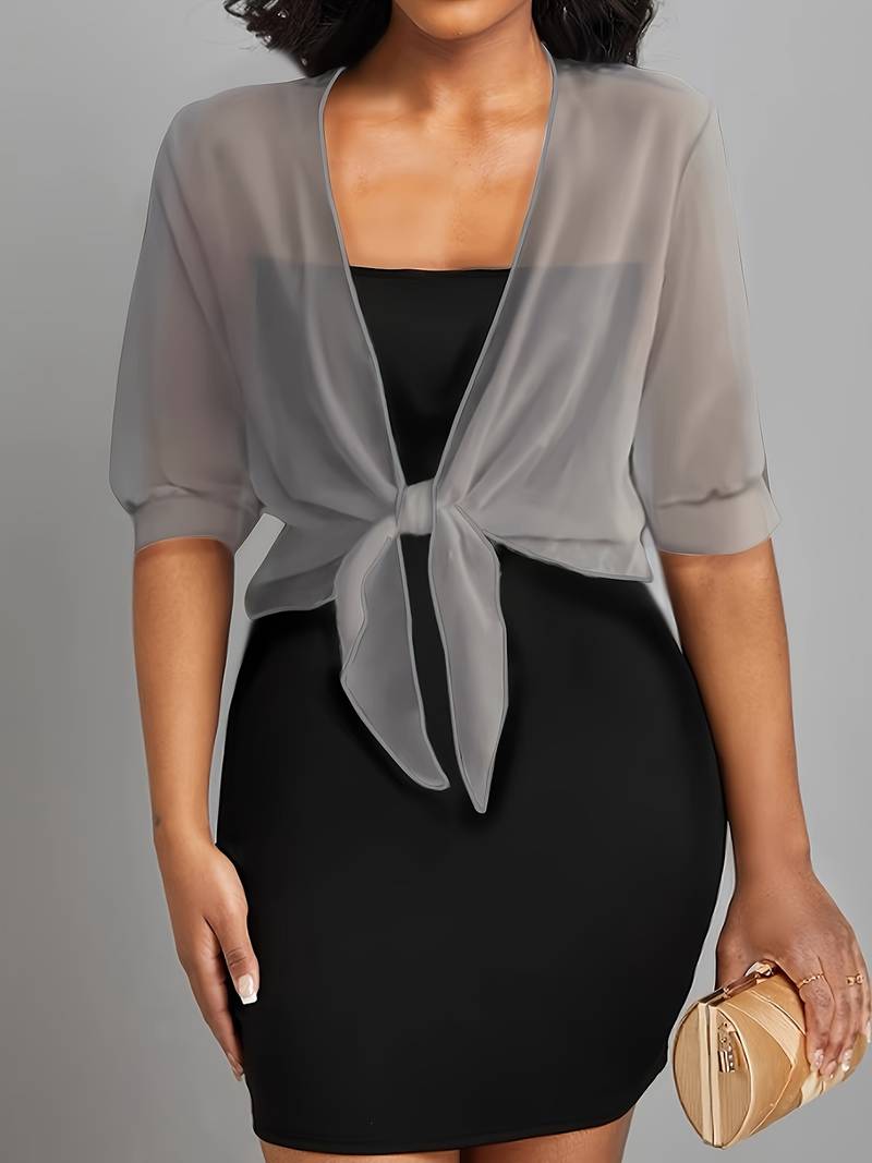 Damen Bluse | Offene Front mit Bindeelement und V-Ausschnitt