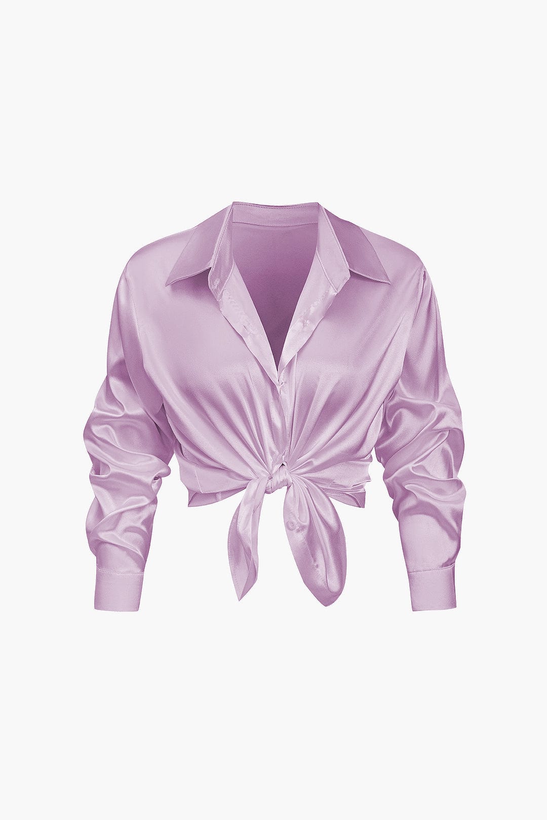Damen Bluse | Langarm mit Kragen und Frontbindung