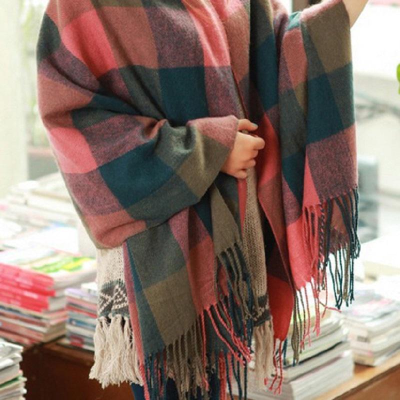 Damen Schal | Oversized Umschlagform mit Fransenabschluss