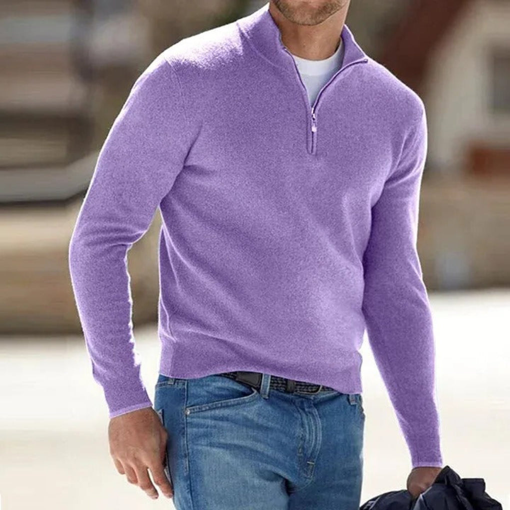 Herren Pullover | Stehkragen mit kurzem Reißverschluss