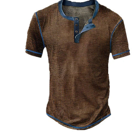 Shirt Herren | Knopfleiste mit Rundhalsausschnitt