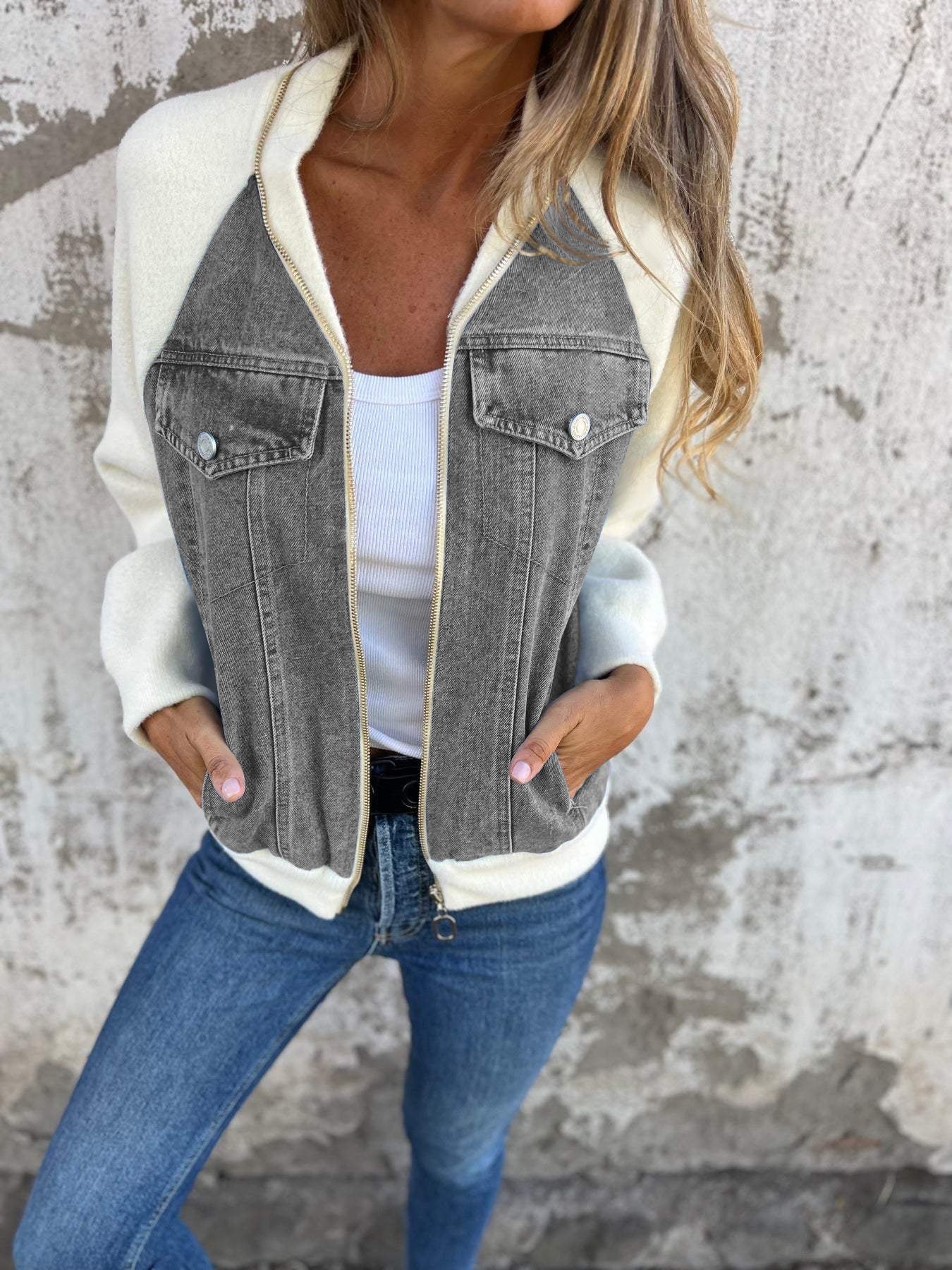 Damen Jacke | strukturierte Form mit geradem Aufbau