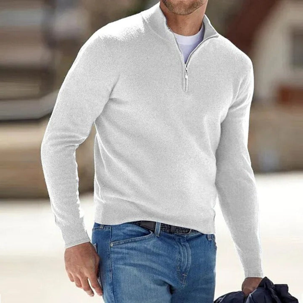 Herren Pullover | Stehkragen mit kurzem Reißverschluss