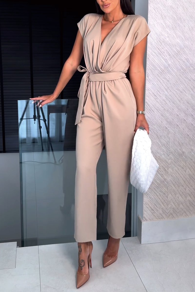 Jumpsuit Damen | Wickeloptik mit Taillenband