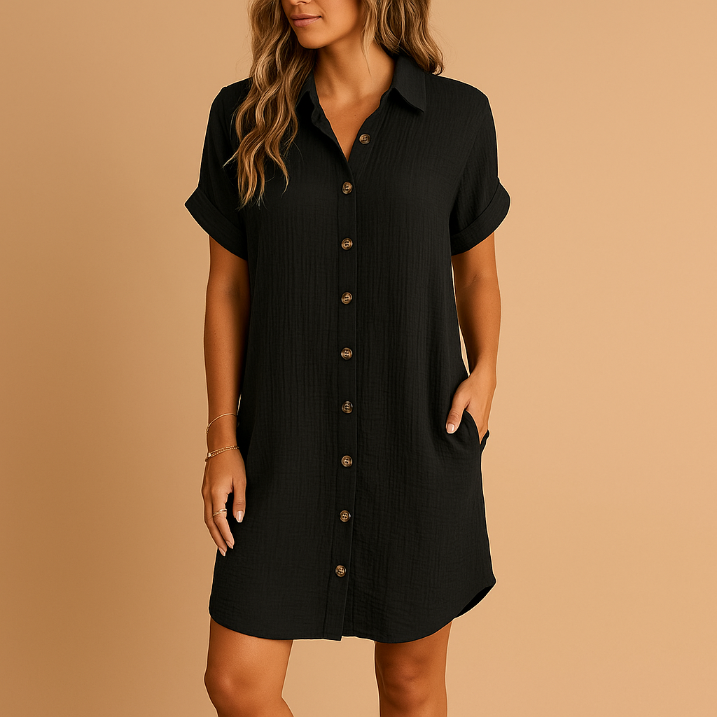 Kleid Damen | Hemdblusenkleid mit Knopfleiste und Taschen