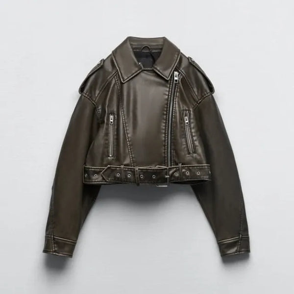 Jacke Damen | Asymmetrischer Reißverschluss mit Gürtel