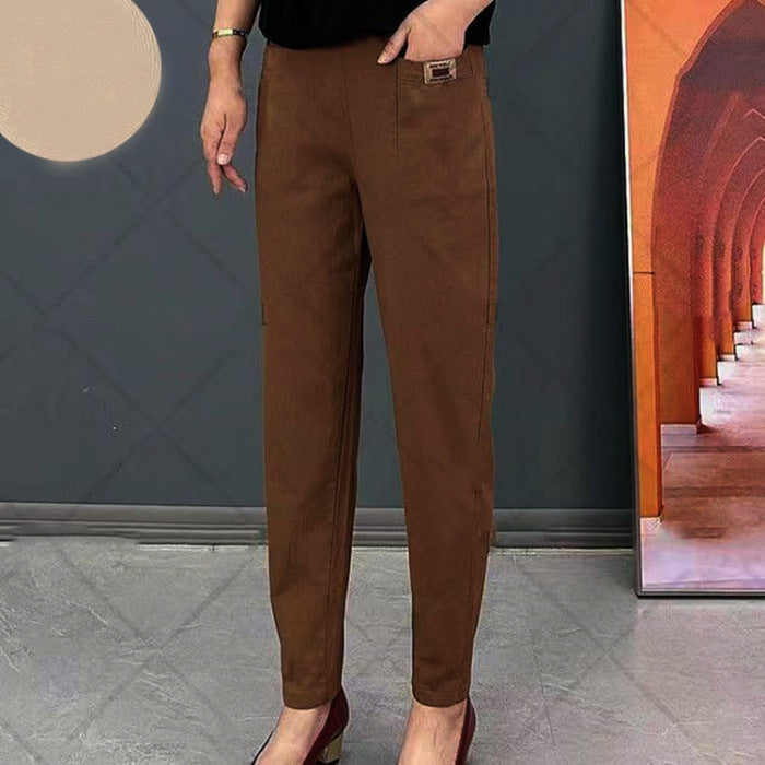 Damen Hose | Gerades Bein mit Bundform und Fronttaschen