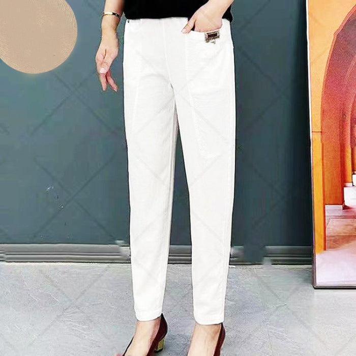 Damen Hose | Gerades Bein mit Bundform und Fronttaschen
