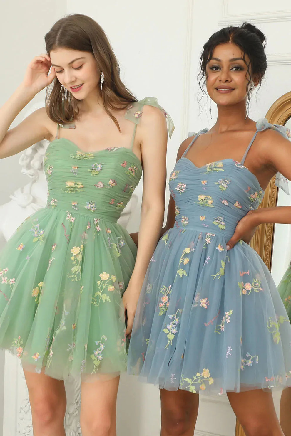 Damen Kleid | Trägerdesign mit ausgestelltem Mehrlagenrock