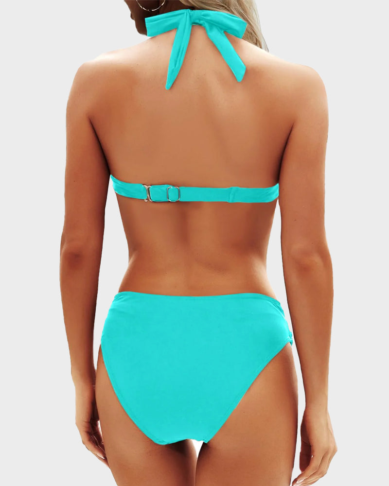 Damen Bikini | Halter-Träger mit V-Ausschnitt und Wickelbund