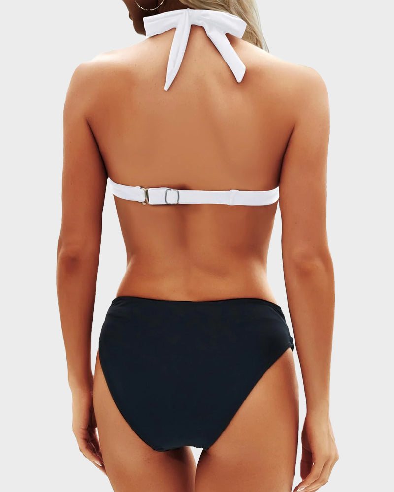 Damen Bikini | Halter-Träger mit V-Ausschnitt und Wickelbund