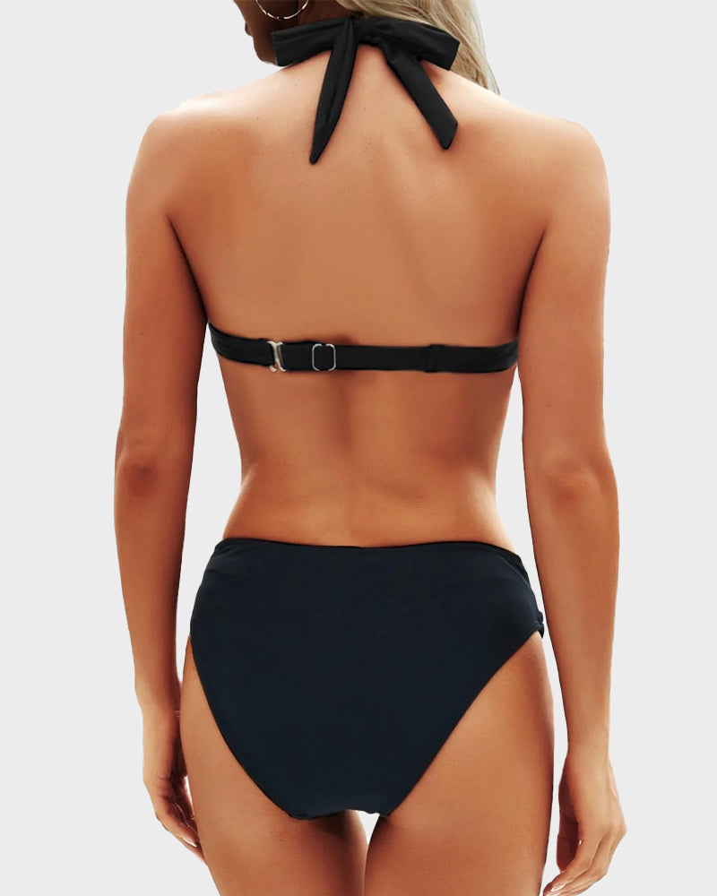 Damen Bikini | Halter-Träger mit V-Ausschnitt und Wickelbund