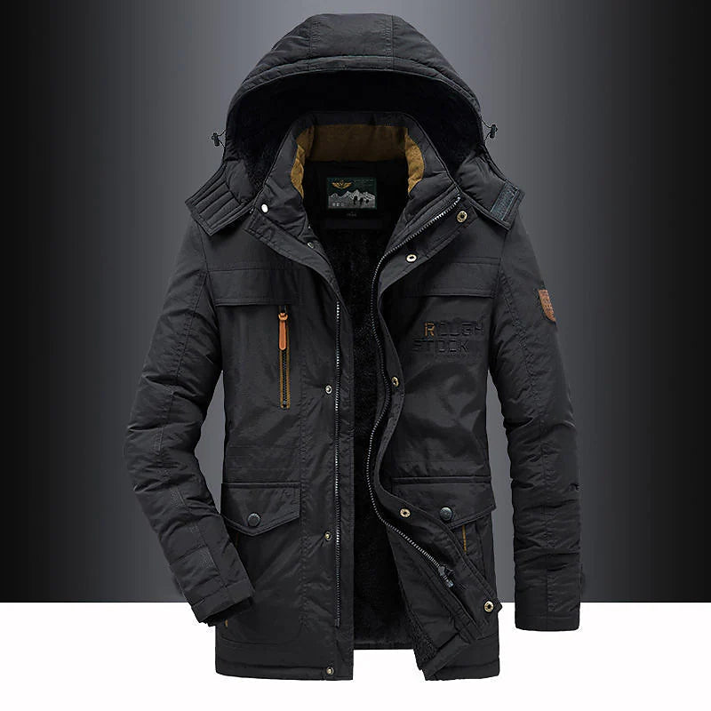Herrenjacke | Frontverschluss mit Kapuze und Taschen