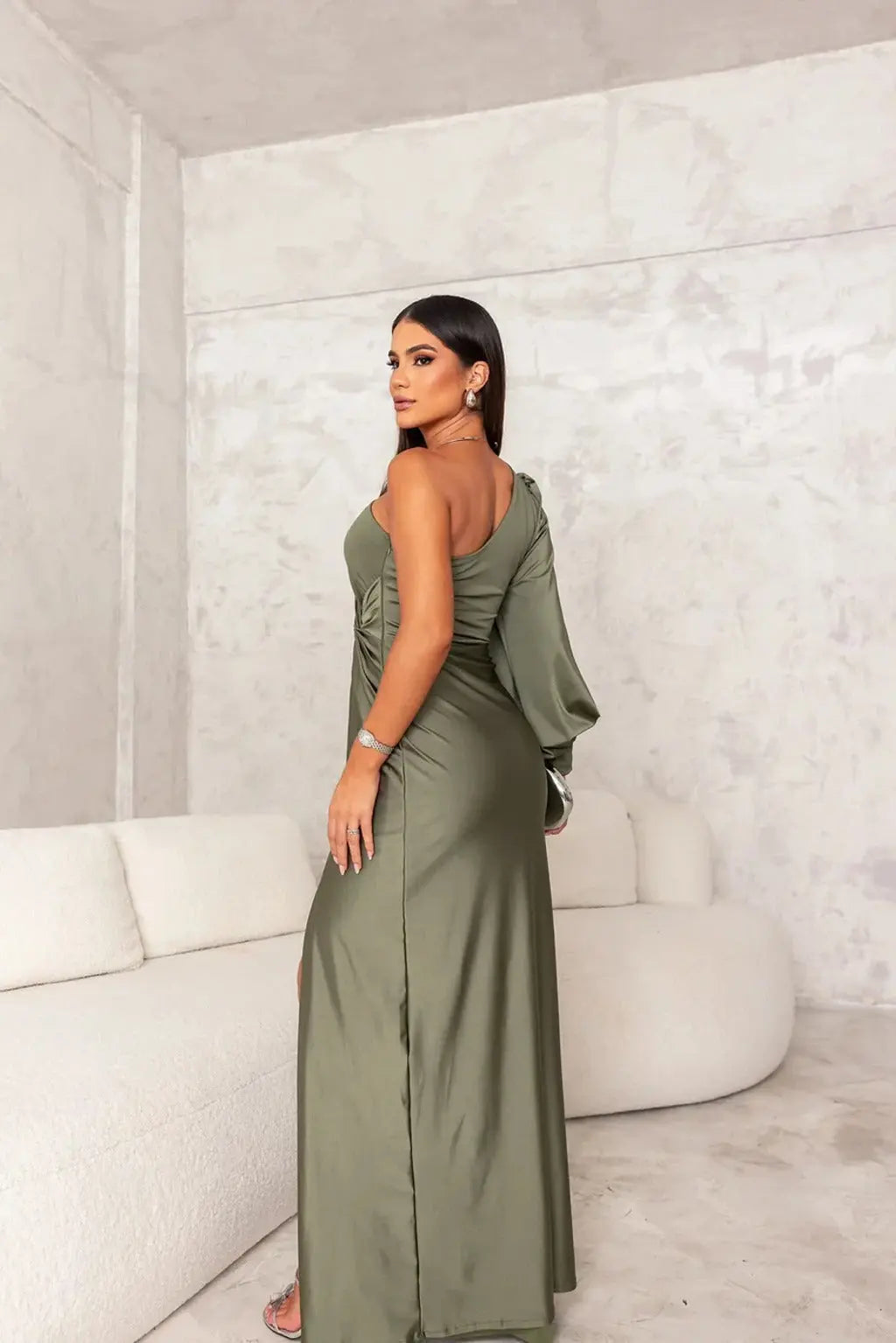 Kleid Damen | One-Shoulder mit Drapierung
