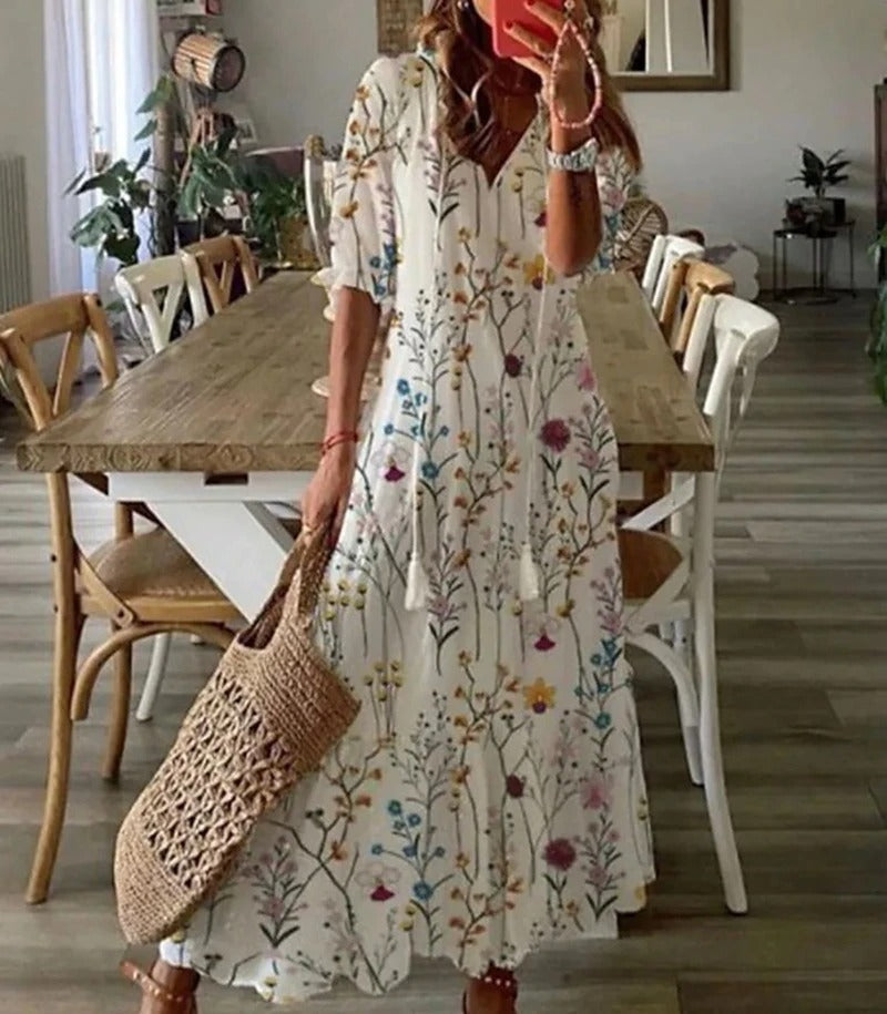 Kleid Damen | V Ausschnitt mit kurzen Ärmeln