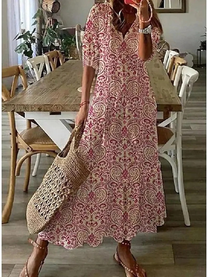 Kleid Damen | V Ausschnitt mit kurzen Ärmeln