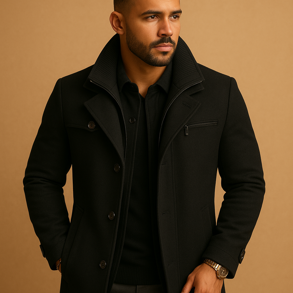 Herren Jacke | gerade Ausführung mit Frontöffnung und Kragenbereich