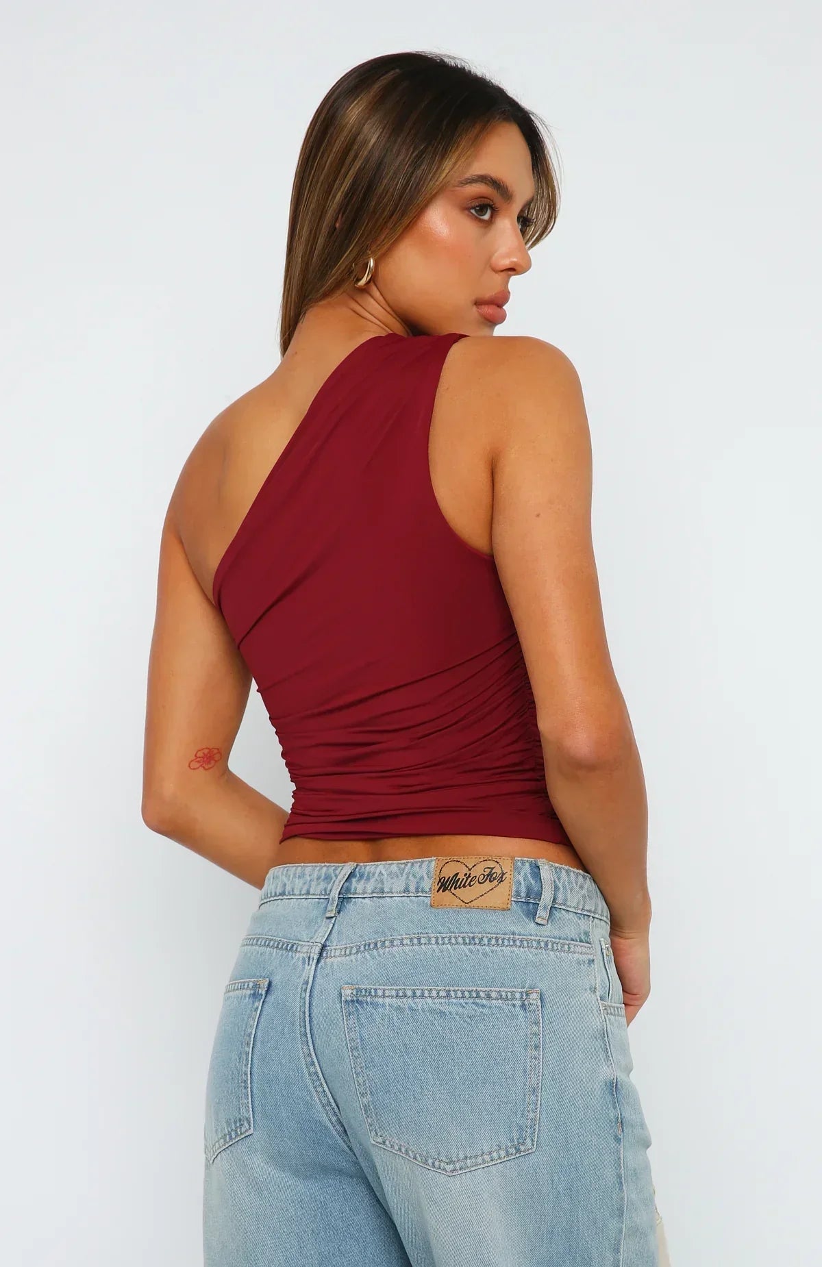 Damen Top | Einseitig mit Raffung und asymmetrischem Schnitt