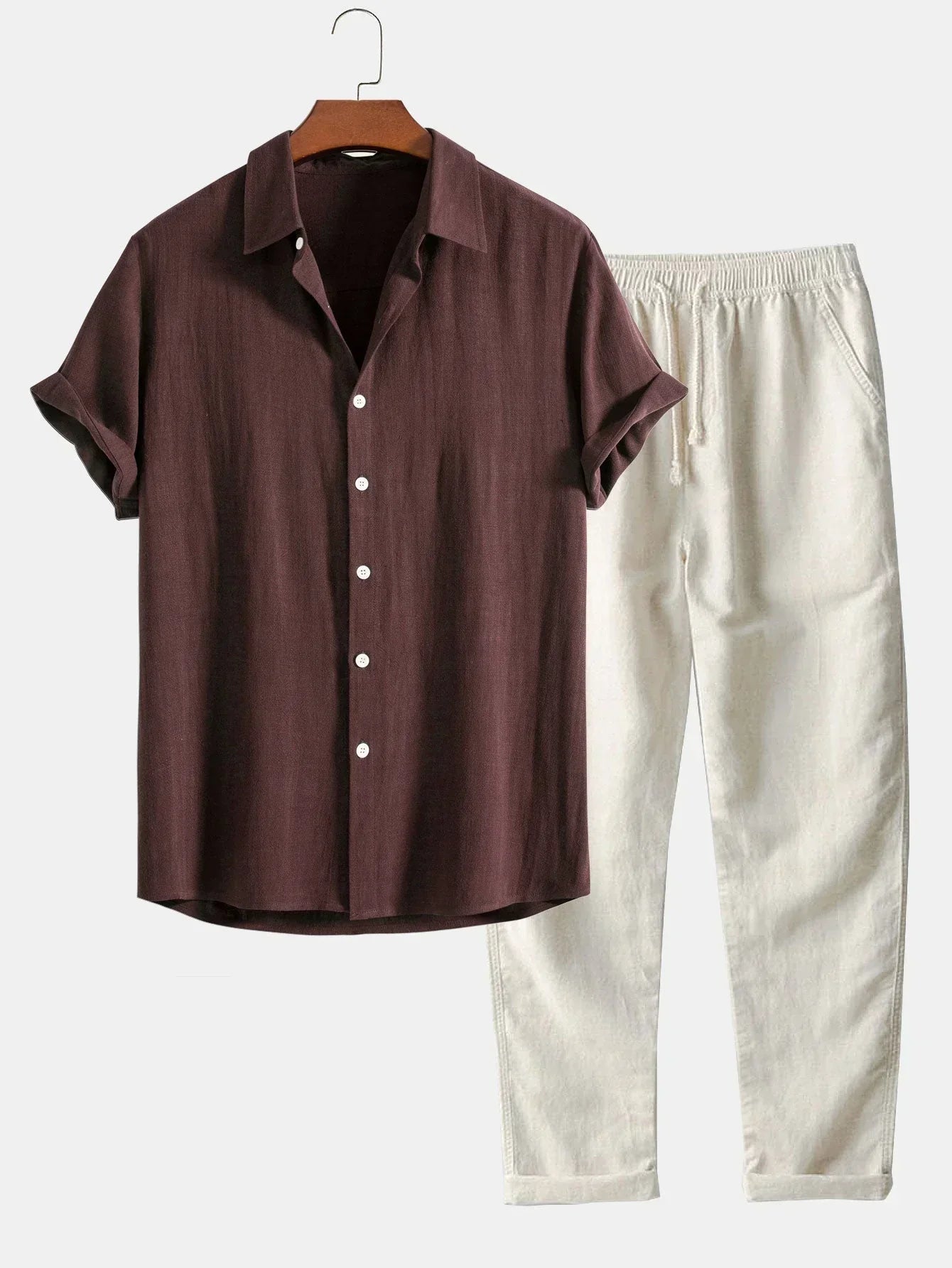 Herren Set | Kurzarm Hemd mit Knopfleiste und Hose