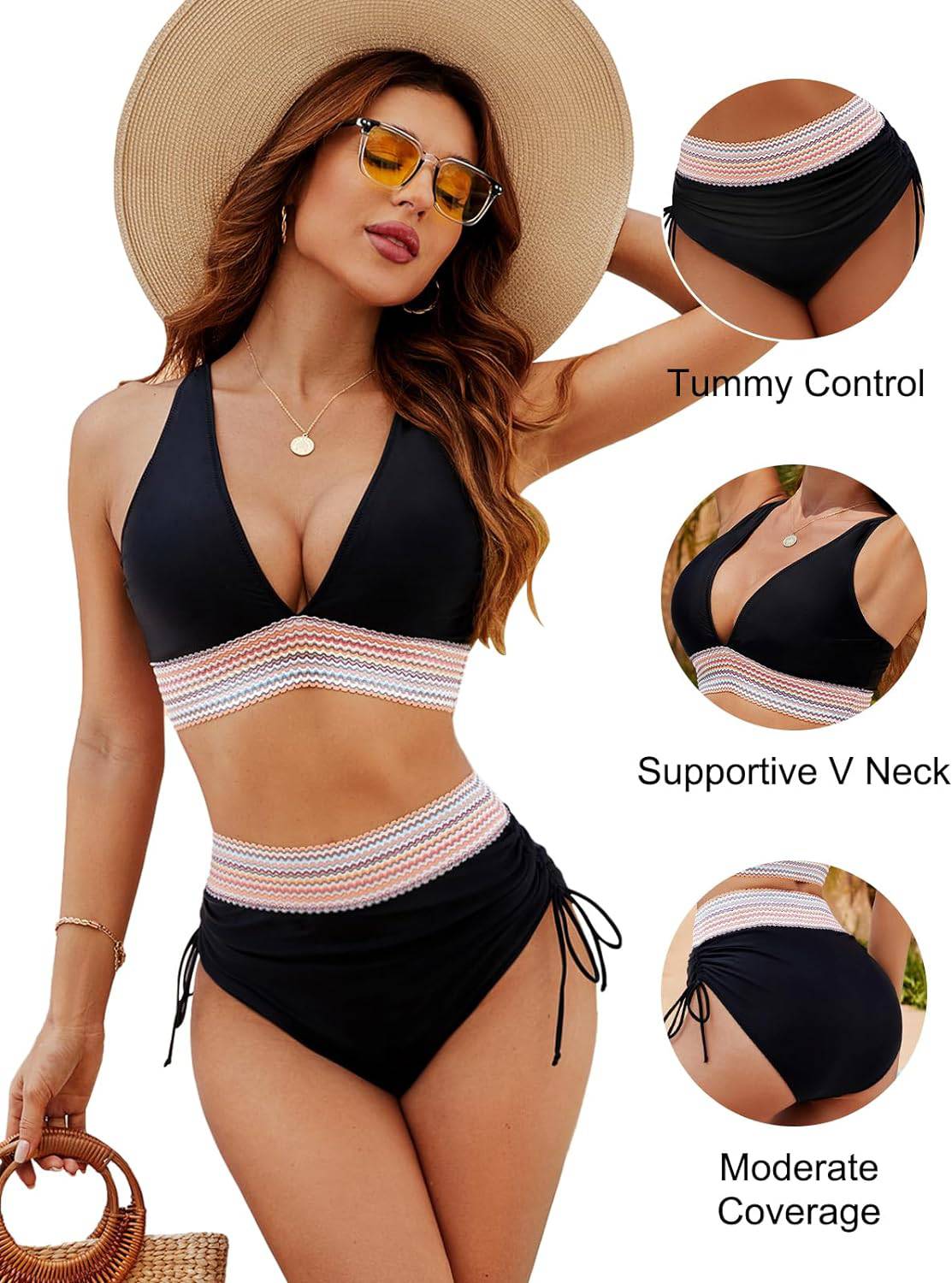 Damen Bikini | Zweiteilig mit hoher Taille und Halteform