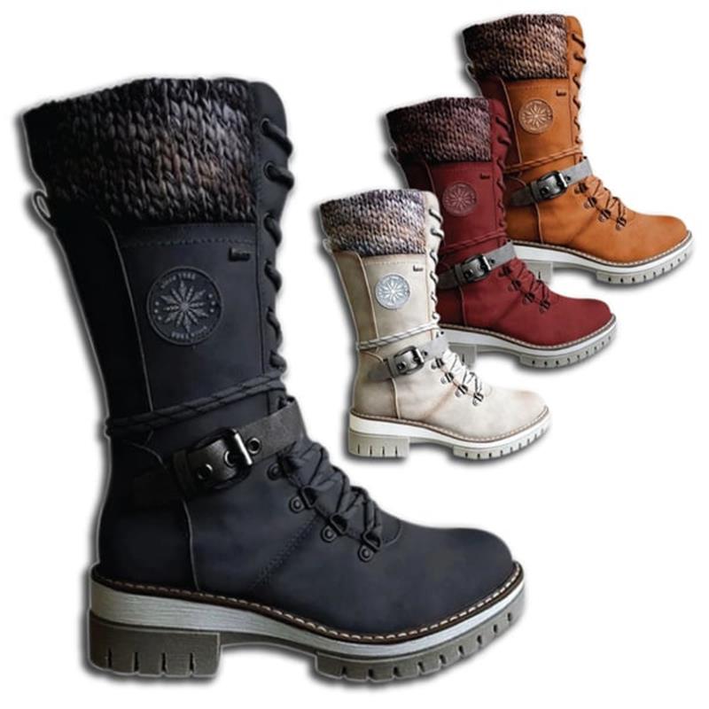 Damen Stiefel | wadenhohe Ausführung mit Schnürung und Reißverschluss