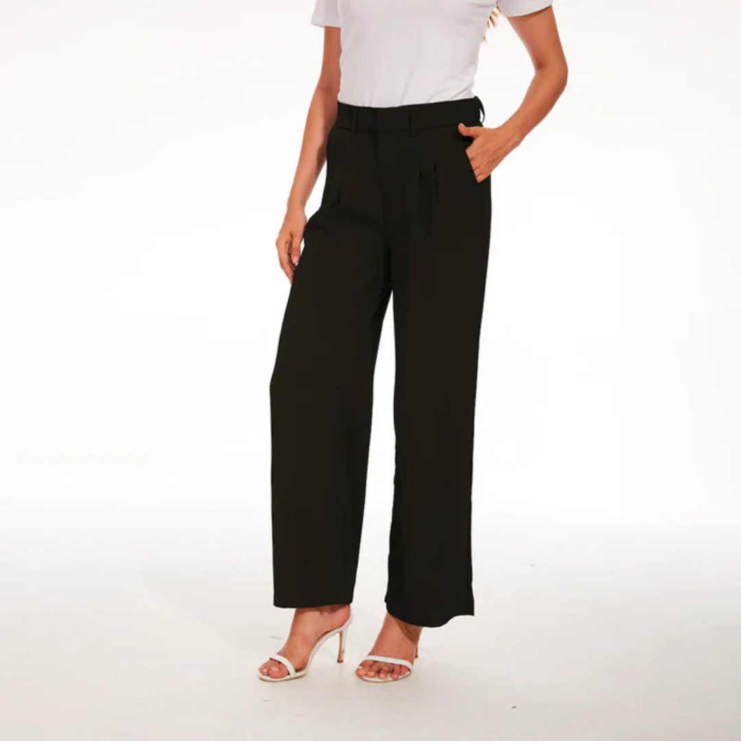 Damen Hose | hohe Taille mit weitem Bein und gerader Seitenlinie
