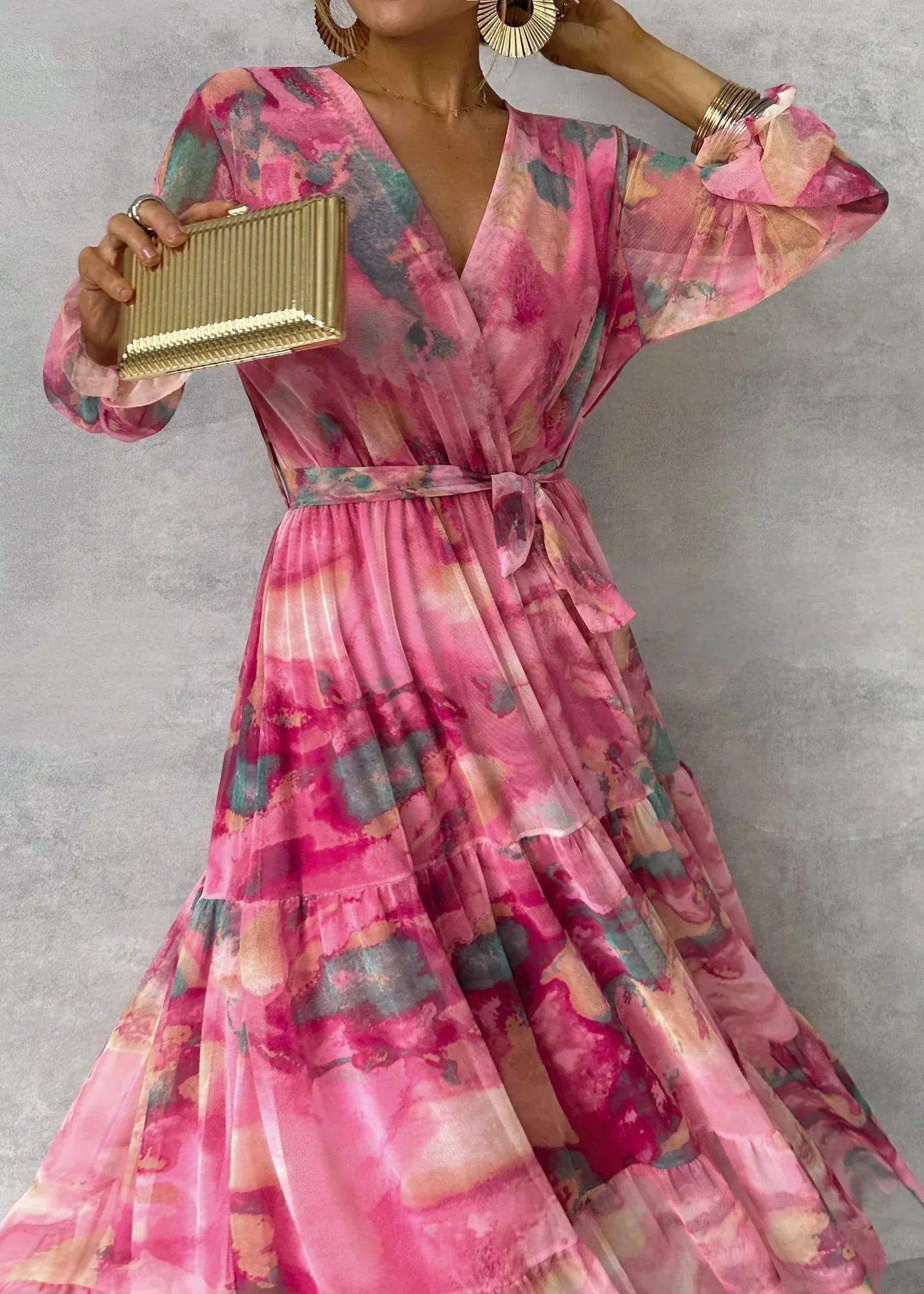 Damenkleid | Maxi-Ausführung mit langen Ärmeln