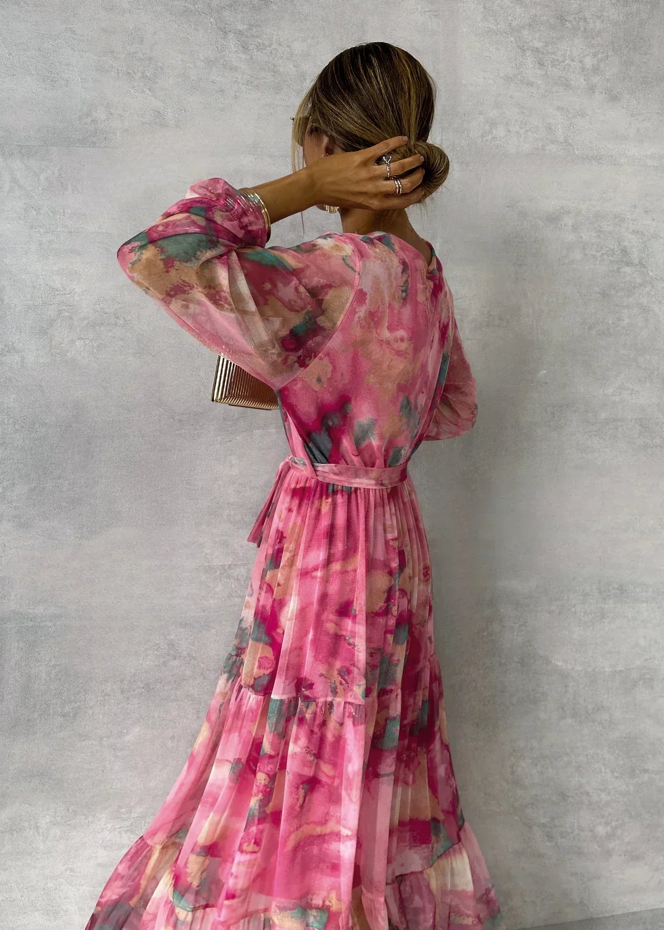 Damenkleid | Maxi-Ausführung mit langen Ärmeln