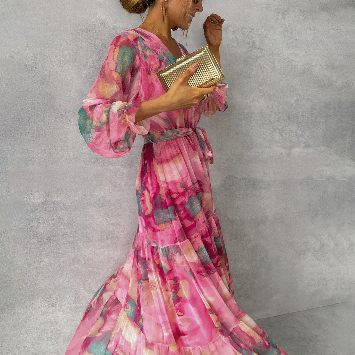 Damenkleid | Maxi-Ausführung mit langen Ärmeln