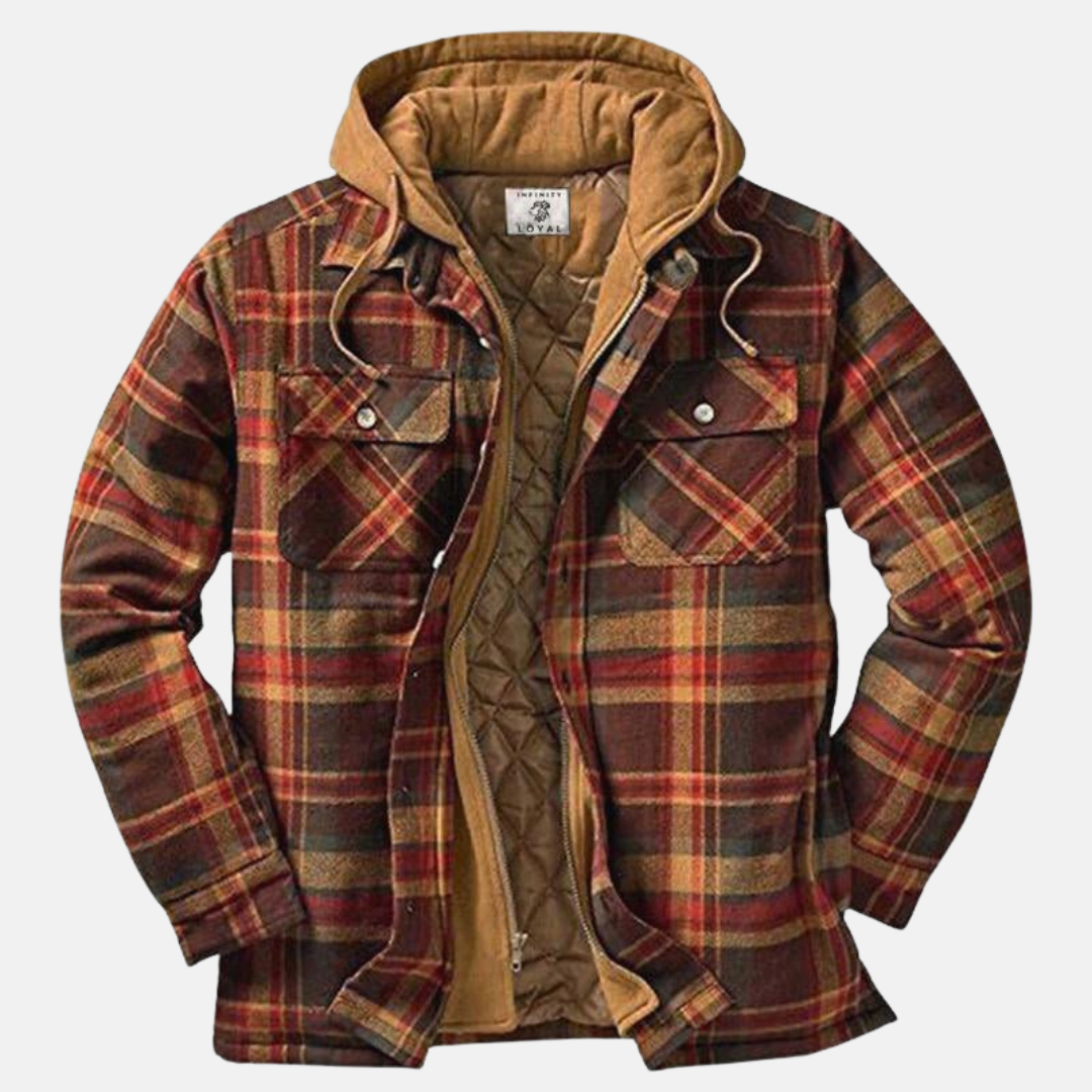 Herren Hemdjacke | Karostruktur mit Kapuze und Knopfleiste