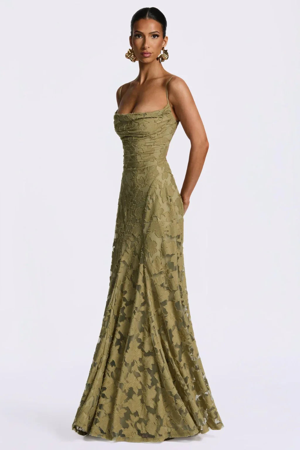 Damen Kleid Maxi | Schmale Träger und figurbetontes Oberteil