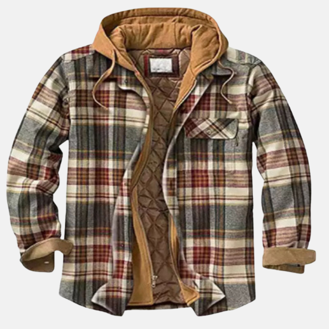 Herren Hemdjacke | Karostruktur mit Kapuze und Knopfleiste