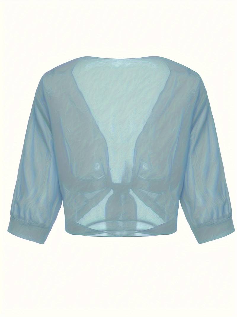 Damen Bluse | Offene Front mit Bindeelement und V-Ausschnitt