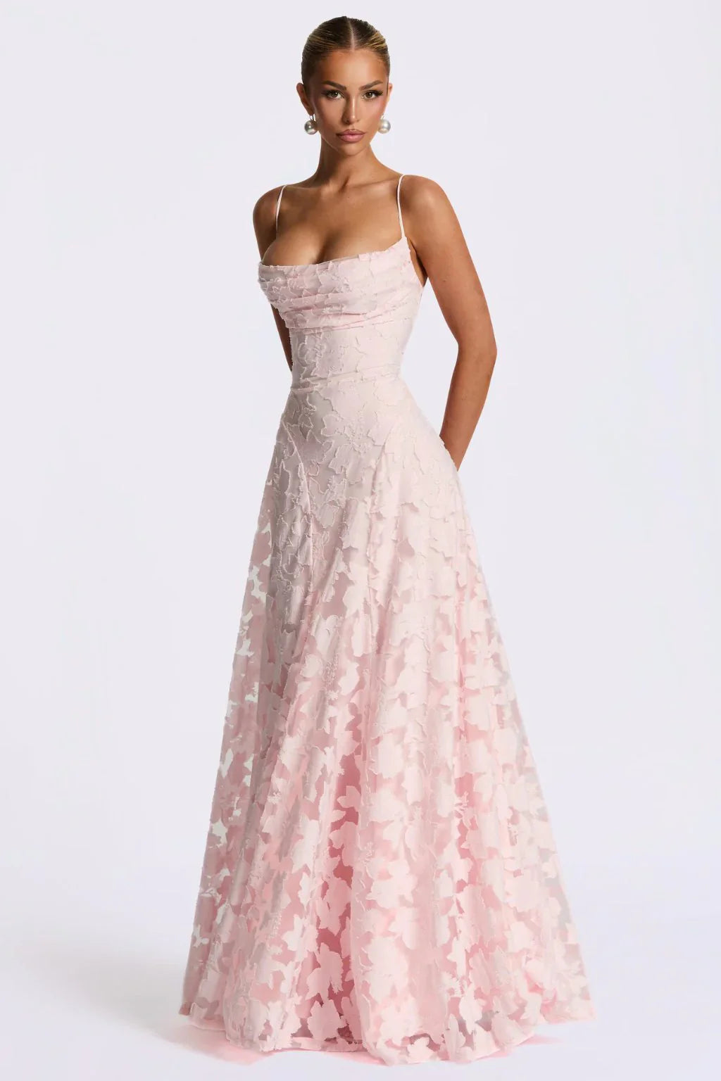 Damen Kleid Maxi | Schmale Träger und figurbetontes Oberteil