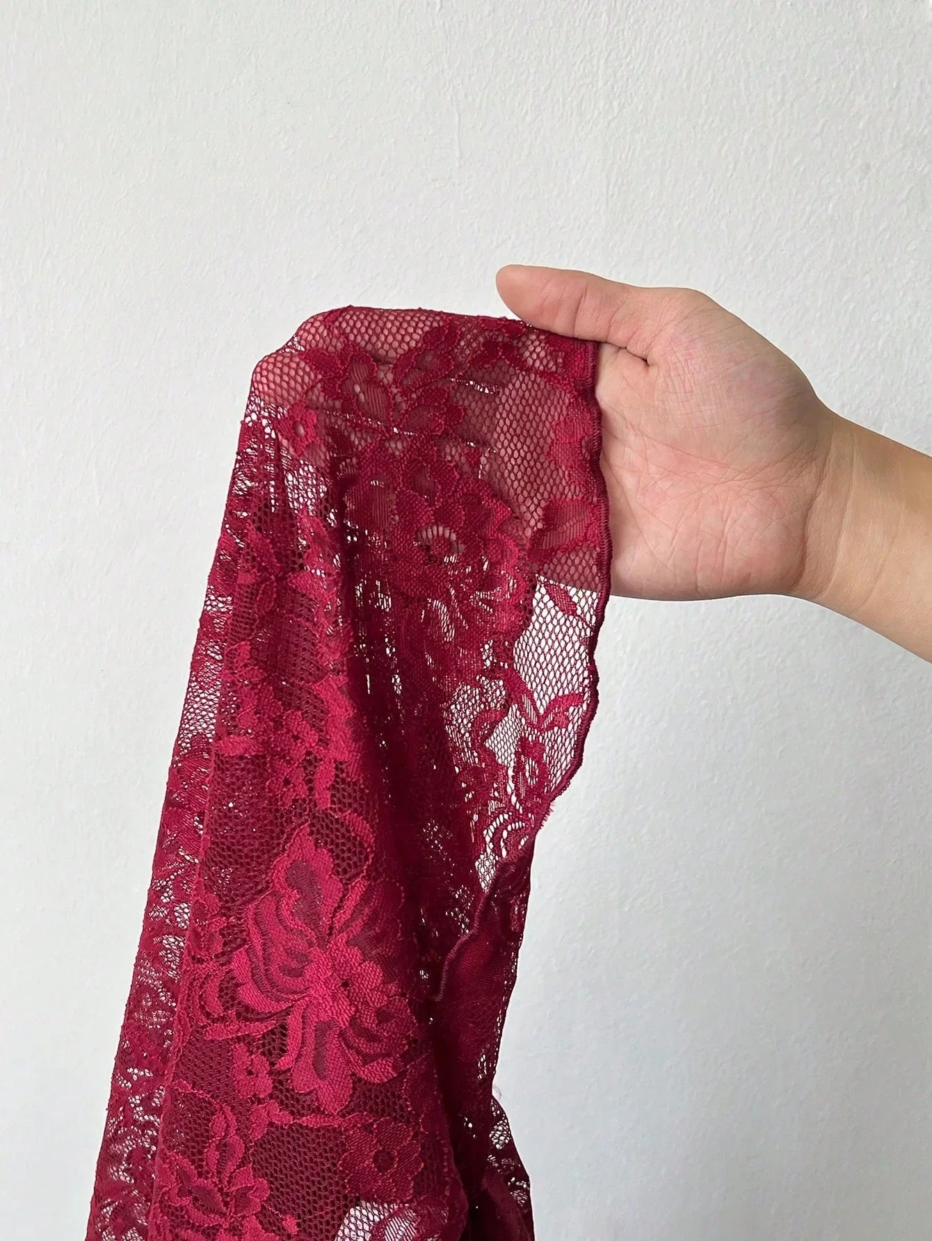 Damen Top | Transparent mit Stehkragen und langen Ärmeln